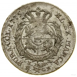 Deux zlotys (8 pennies), 1779 EB, Varsovie ; avec les lettres E...