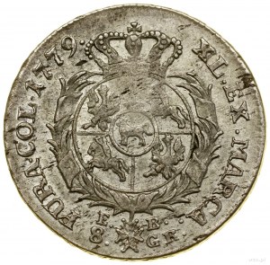 Dvojzlotý (8 grošov), 1779 EB, Varšava; s písmenami E...