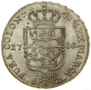 Dva zloté (8 grošov), 1788 EB, Varšava; s písmenami E...