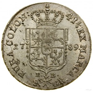 Zwei Zloty (8 Pfennige), 1789 EB, Warschau; mit den Buchstaben E...