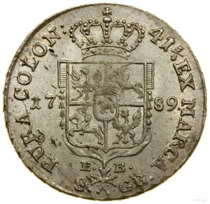 Dvouzlotý (8 haléřů), 1789 EB, Varšava; s písmeny E...