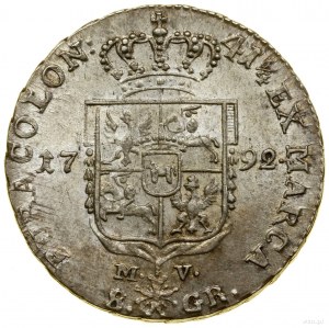 Dva zloté (8 grošov), 1792 MV, Varšava; Kop. 2422 (R...