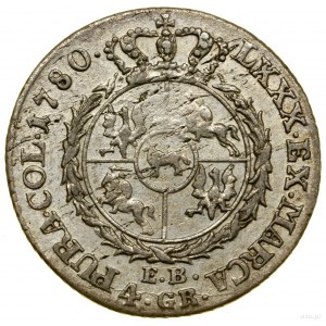 Zloty (4 pennies), 1780 EB, Varsovie ; avec les lettres EB (...