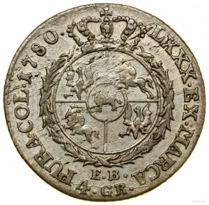 Złotówka (4 grosze), 1780 EB, Warszawa; z literami EB (...