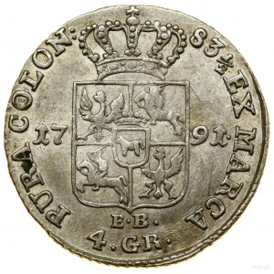 Zlotý (4 groše), 1791 EB, Varšava; s písmeny EB (...