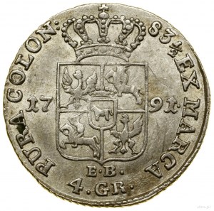 Zlotý (4 groše), 1791 EB, Varšava; s písmenami EB (...