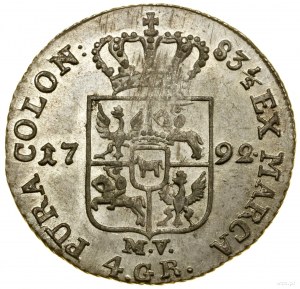 Złotówka (4 grosze), 1792 MV, Warszawa; Kop. 2381, Parc...