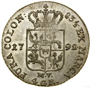 Zloty (4 pennies), 1792 MV, Warsaw; Kop. 2381, Parc...