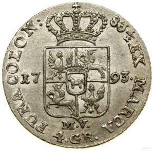 Zloty (4 centesimi), 1793 MV, Varsavia; Kop. 2382, Parco...