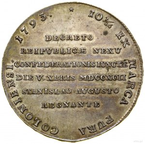 Thaler historique appelé targowicki, 1793, Varsovie ; de...