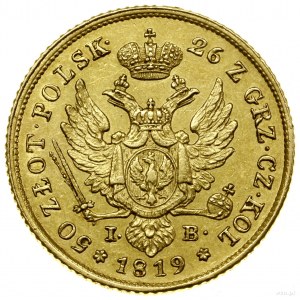 50 zlatých, 1819 IB, Varšava; Av: hlava cára vpravo a.