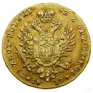 25 zlatých, 1817 IB, Varšava; Av: hlava cára vpravo a.