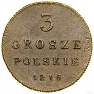 3 Polish pennies (trojak), 1816 IB, Warsaw; new bici...