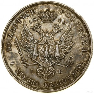 10 zlatých, 1820 IB, Varšava; Av: hlava cára vpravo a.