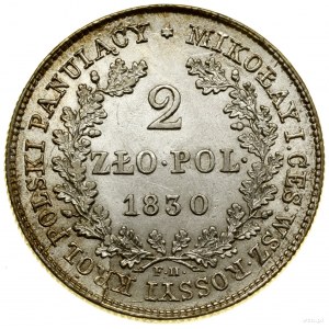2 zlaté, 1830 FH, Varšava; pod věncem z dubových listů....