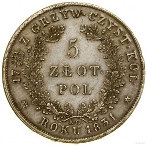 5 zloty, 1831 KG, Warsaw; on the reverse side a fraction 211/62....