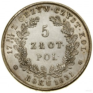5 zloty, 1831 KG, Warsaw; on the reverse side a fraction 211/62....