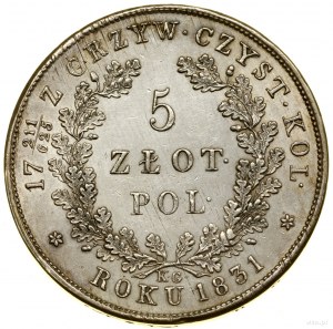 5 złotych, 1831 KG, Warszawa; na rewersie ułamek 211/62...