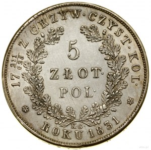 5 zlotys, 1831 KG, Varsovie ; au revers une fraction 211/62....
