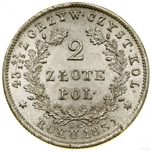 2 zlotys, 1831 KG, Varsovie ; variété avec un point après POL et P....