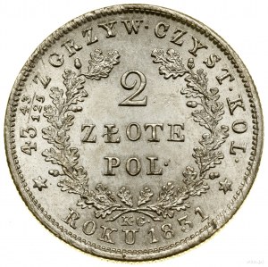 2 zloty, 1831 KG, Varsavia; varietà con un punto dopo POL e P....