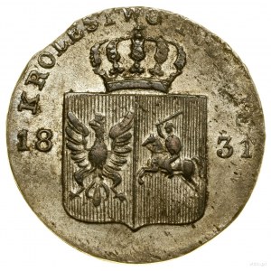 10 groszy, 1831 KG, Warszawa; szpony Orła zgięte, nad w...