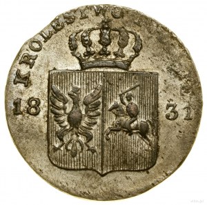 10 groszy, 1831 KG, Varsovie ; serres de l'aigle pliées, au-dessus du...