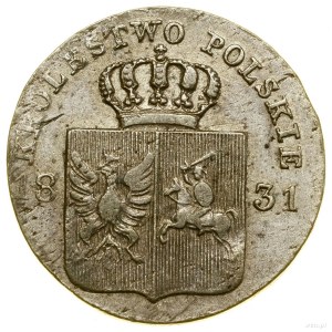 10 groszy, 1831 KG, Varsavia; artigli dell'aquila piegati, sopra il...