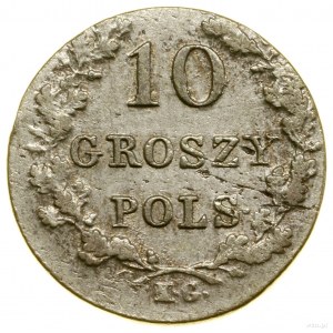 10 groszy, 1831 KG, Warszawa; szpony Orła zgięte, nad w...