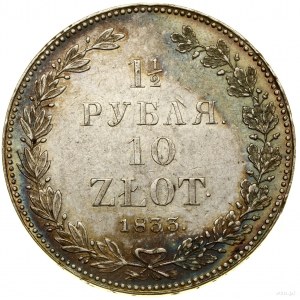 1 1/2 rubľa = 10 zlatých, 1833 НГ, Petrohrad; variant ...