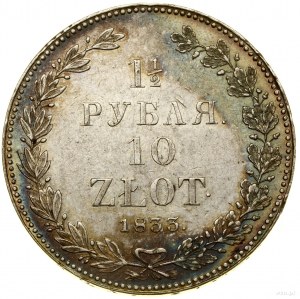 1 1/2 rubľa = 10 zlatých, 1833 НГ, Petrohrad; variant ...