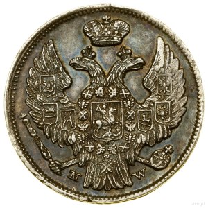 15 kopecks = 1 zloty, 1837 MW, Warsaw; numeral 6 in 60 ...