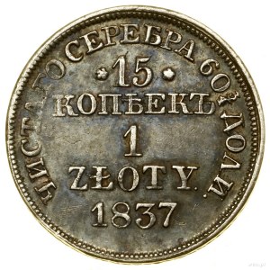 15 kopějek = 1 zlotý, 1837 MW, Varšava; číslice 6 v 60 ...