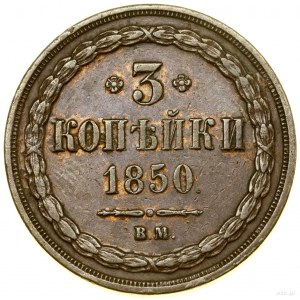 3 Kopeken, 1850 BM, Warschau; Bitkin 855 (R1), Brekke ...