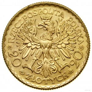 20 zlotých, 1925, Varšava; minca vyrazená na pamiatku 9...