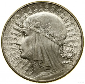 10 zlotys, 1932, Varsovie ; Tête de femme coiffée d'une casquette - de...