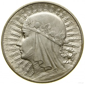 10 zloty, 1933, Varsavia; testa di donna in una presa di testa; Kop...