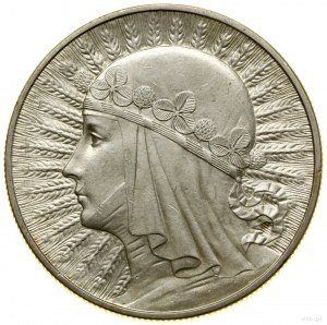 10 Zloty, 1933, Warschau; Kopf einer Frau im Schwitzkasten; Kop...
