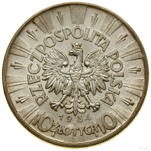 10 zlotých, 1934, Varšava; Józef Piłsudski; Kop. 3002 ...