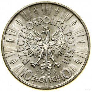 10 Zloty, 1936, Warschau; Józef Piłsudski; Kop. 3004,...