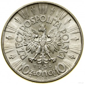 10 zlotys, 1936, Varsovie ; Józef Piłsudski ; Kop. 3004,...
