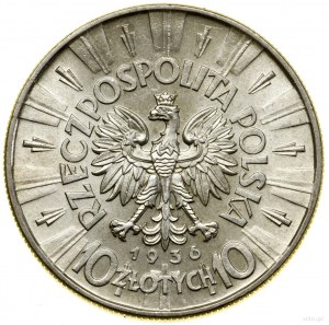 10 zlotys, 1936, Varsovie ; Józef Piłsudski ; Kop. 3004,...