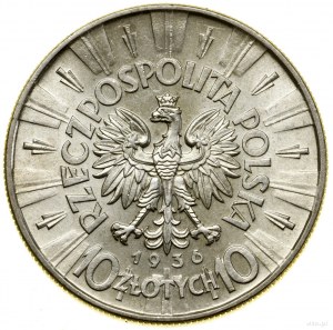 10 Zloty, 1936, Warschau; Józef Piłsudski; Kop. 3004,...