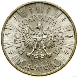 10 zlotých, 1936, Varšava; Józef Piłsudski; Kop. 3004,...