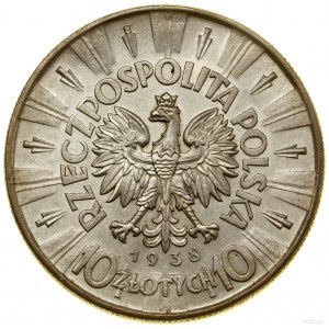 10 zloty, 1938, Varsovie ; Józef Piłsudski ; Kop. 3006 ...