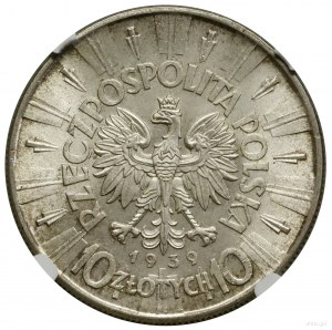 10 zloty, 1939, Varsovie ; Józef Piłsudski ; Kop. 3008,...