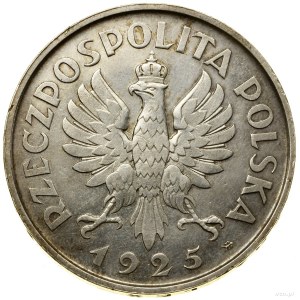 5 zloty, 1925, Varsovie ; dessin de la pièce de Constitution...