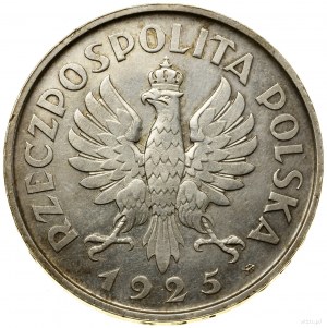 5 zlotých, 1925, Varšava; dizajn mince Constitution...