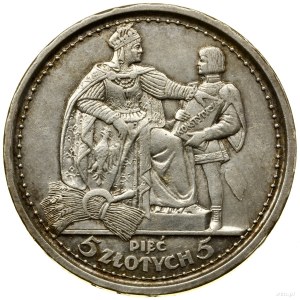 5 zlotých, 1925, Varšava; dizajn mince Constitution...