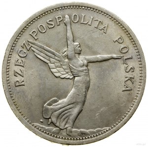 5 zlotých, 1928, Varšava; odrůda se značkou mincovny...